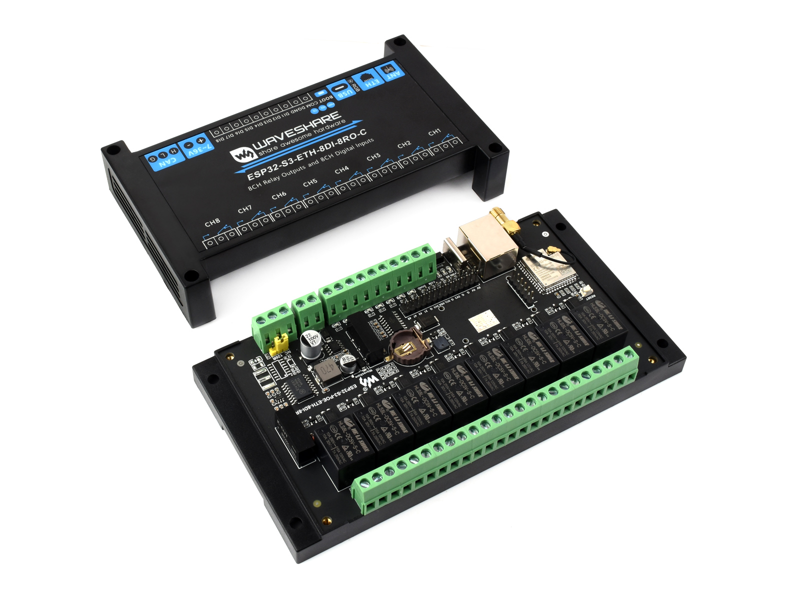 Промышленный 8-канальный релей – обзор и цена Waveshare Esp32